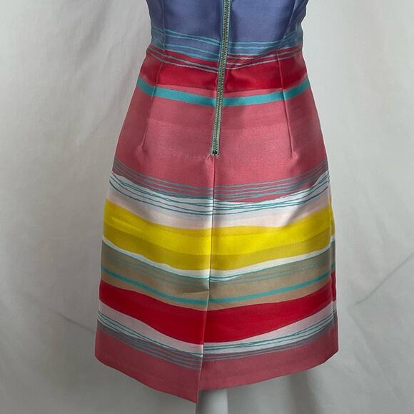 Sara Campbell Pink Red Teal Satin Striped Party Event Dress NWOT Size 6 - Picture 7 of 14